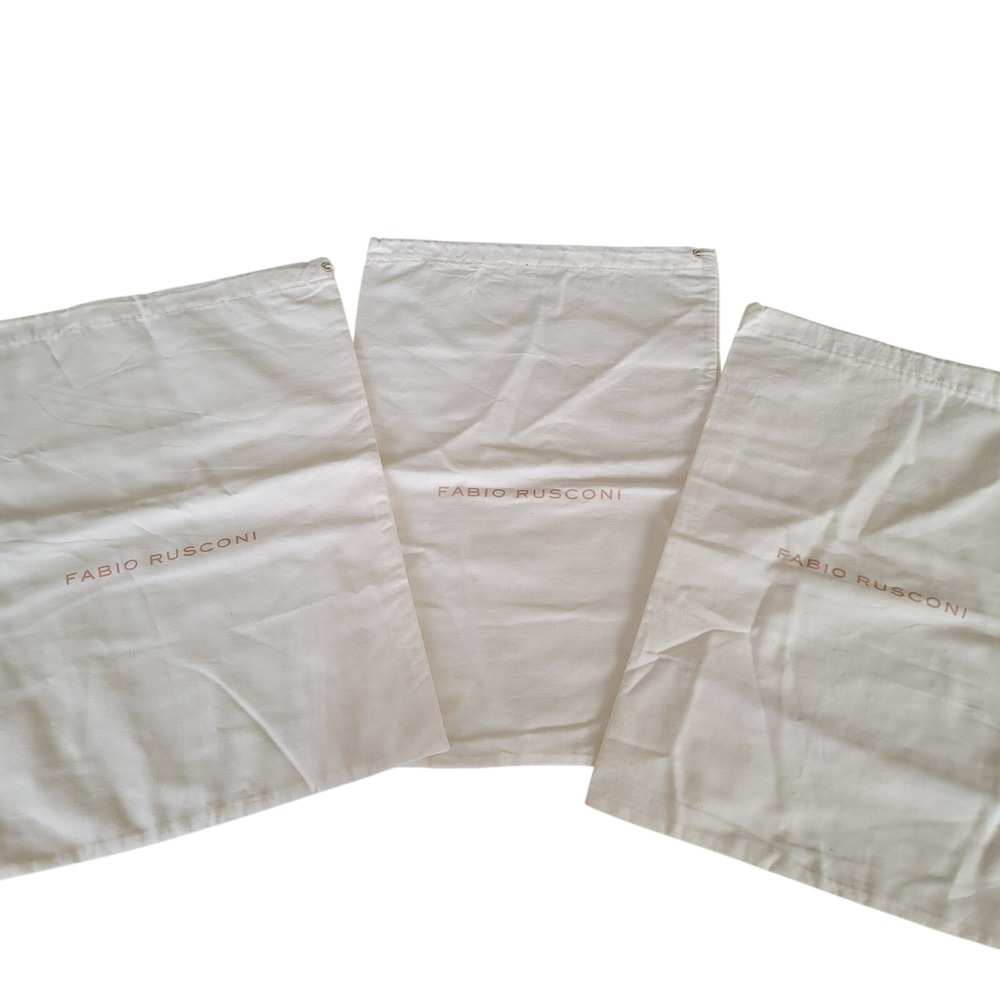 Fabio Rusconi Set of 3 Cream Cotton Drawstring Dust Bags‎ Shoes Handbags 10x15